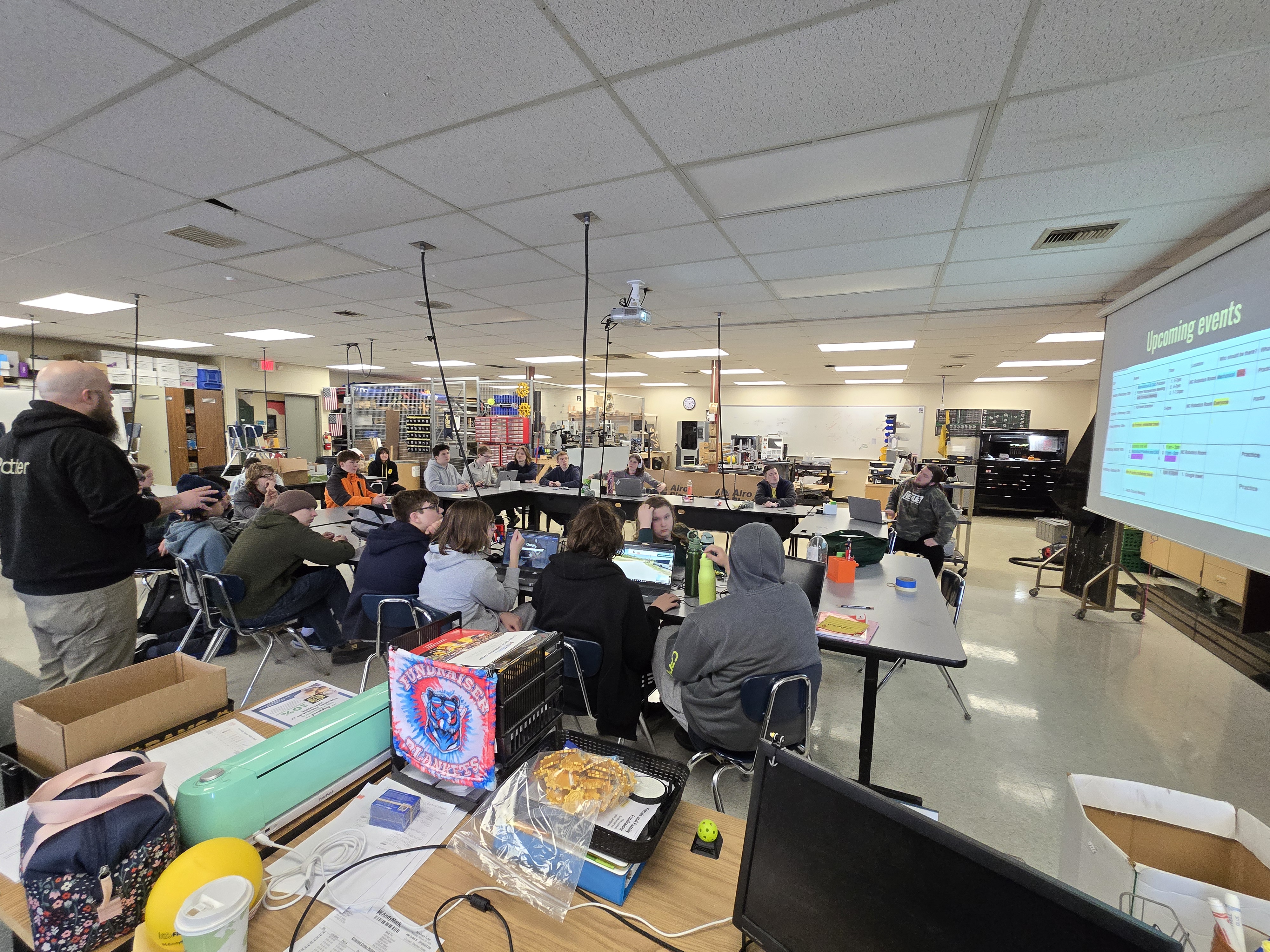 Holt Robotics students working together on a robotics project