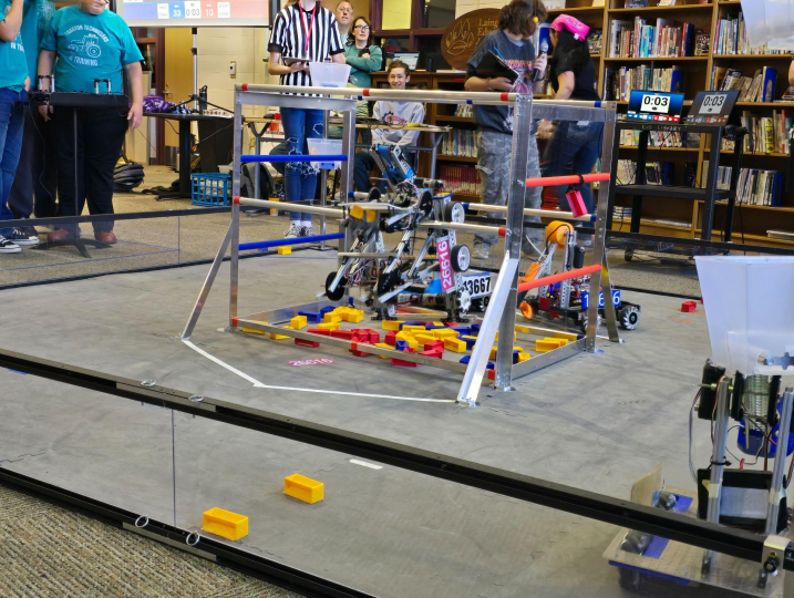 Holt Robotics FTC robot mid-match.